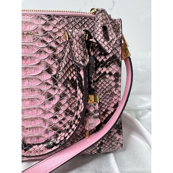 RARE Michael Kors Collection Genuine Pink Python Leather Oleander Satchel Bag - Picture 5 of 16